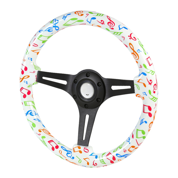 Spec-D Tuning 350Mm Steering Wheel With Graphic- Black Spoke- Music Note SW-1055-BK-YF